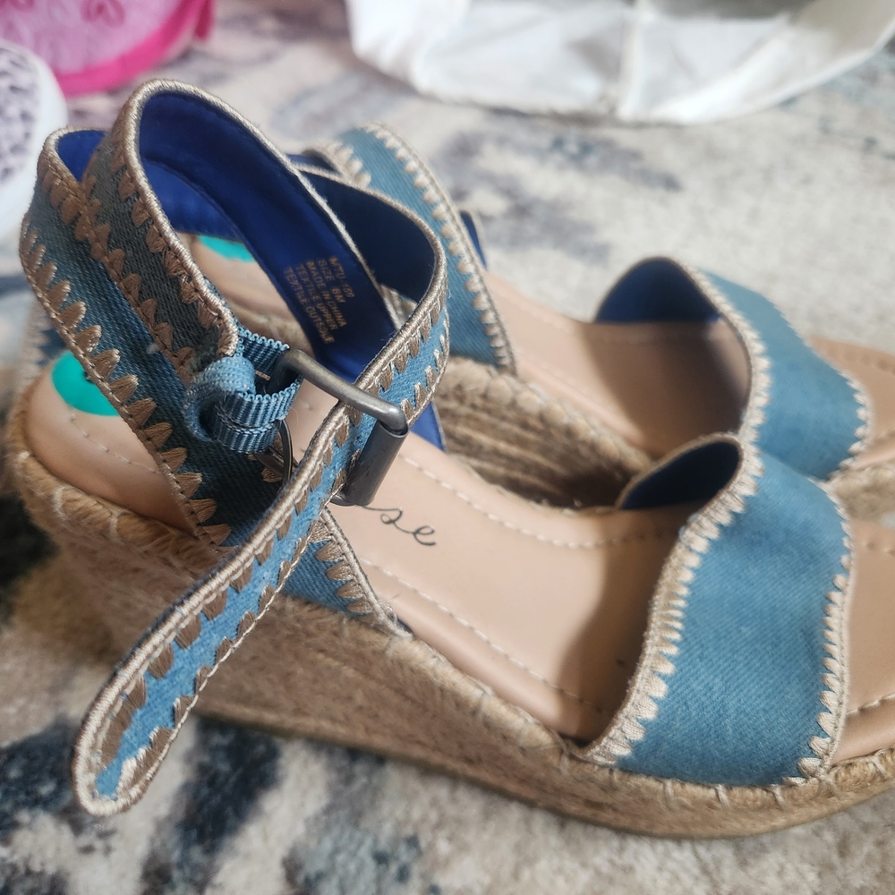 Blue Espadrille Wedge Sandals